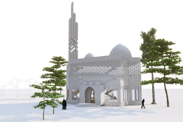 3D render of the Fukuoka-Ito mosque project